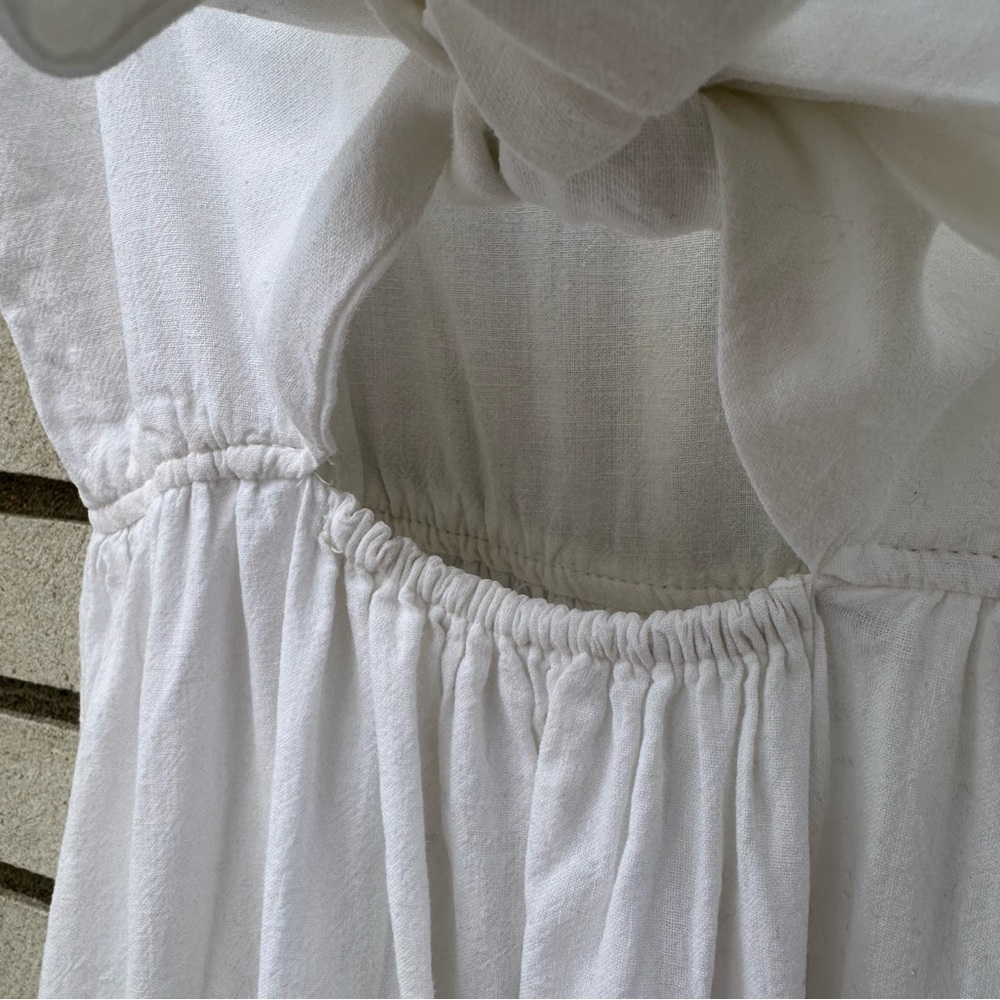 Zara TRF White Tie Back Button Front Midi Dress Spaghetti Strap S Coastal Summer - Picture 9 of 10